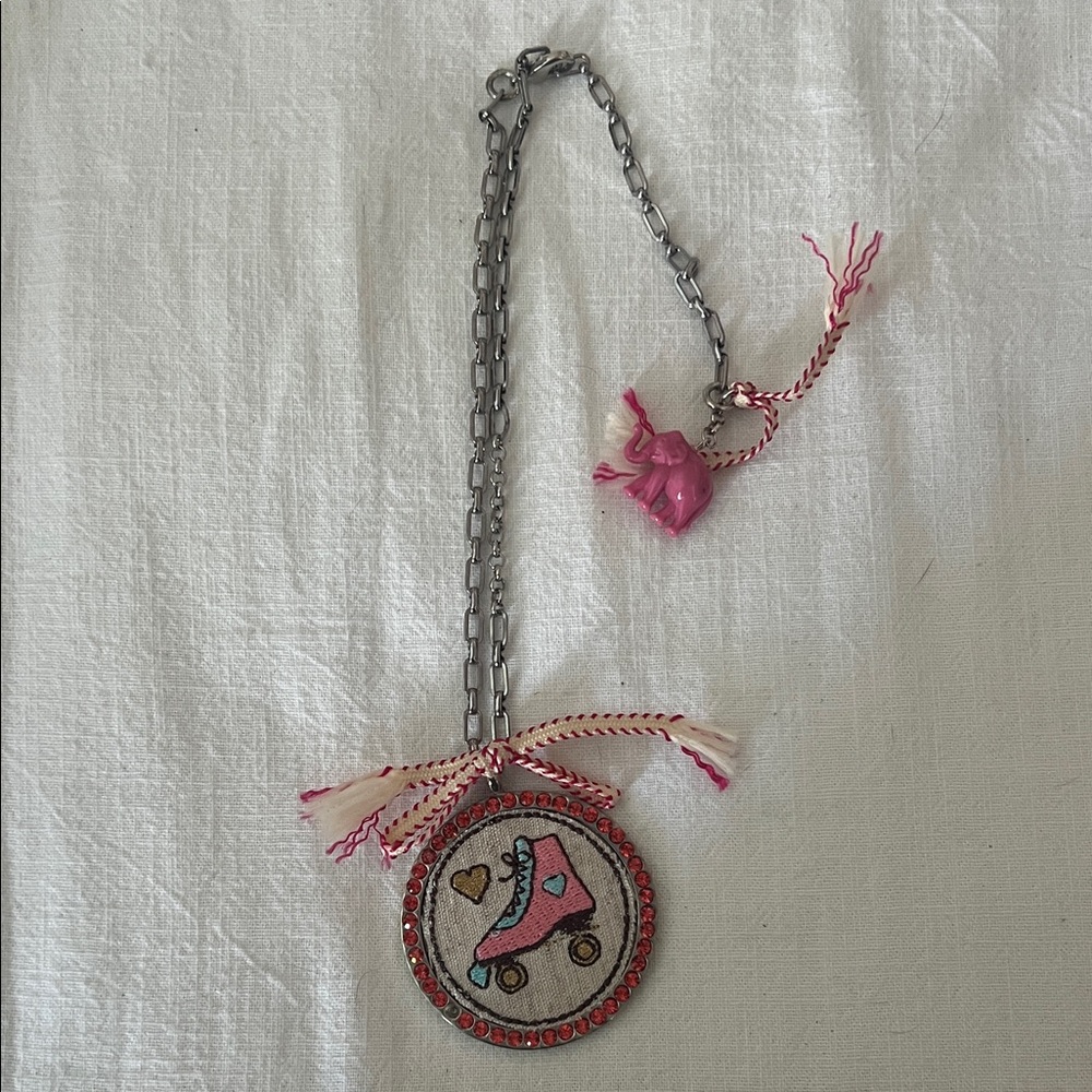 Tarina Tarantino Tilt-a-Whirl Pink Roller Skate Pendant Necklace